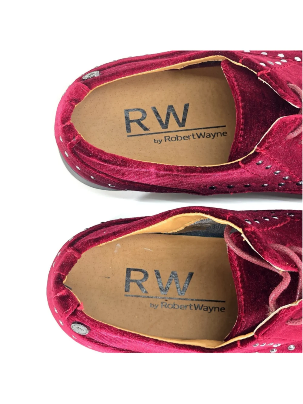 Mens Velvet Studded Dress Shoes Red RW Robert Wayne Giles 609 Size 8.5